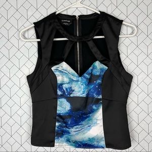 Bebe Cutout Sweetheart Neckline Crop Zipper Back Top